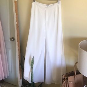 Nasty gal white flowy pants with white underliner